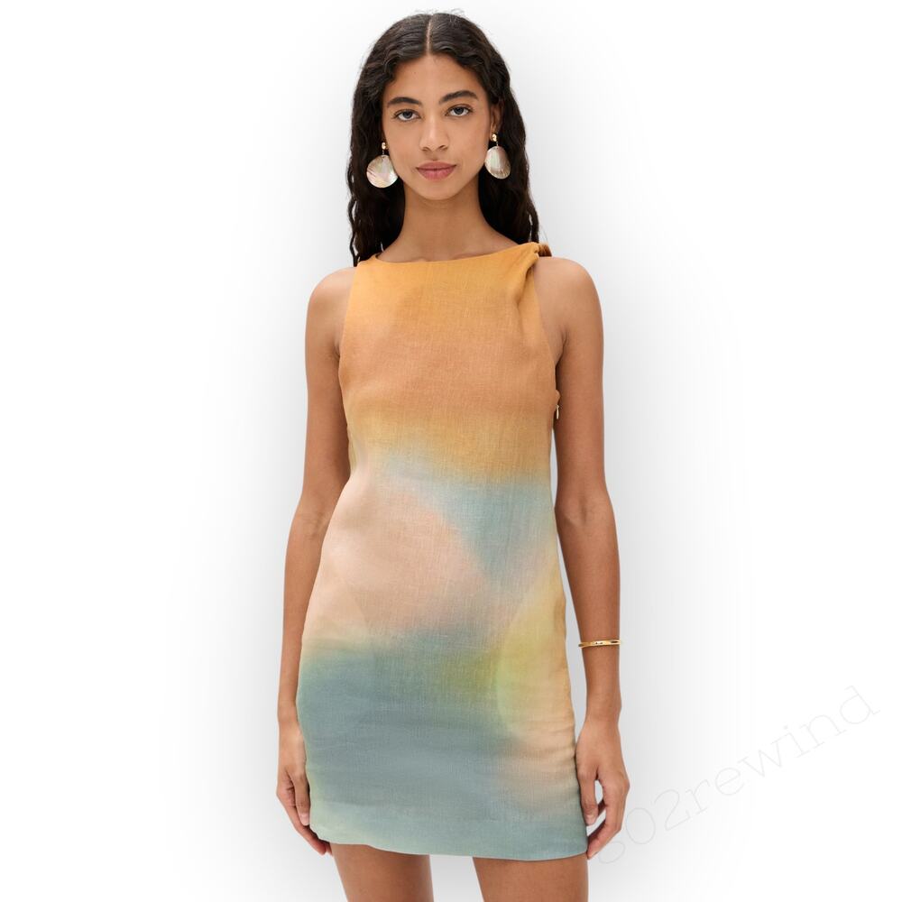 XL STAUD Boa Ombré Linen Shift Dress Pastel Clouds Mini Tank POCKETS - Picture 12 of 13